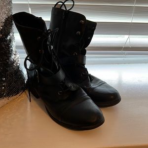 black combat boots